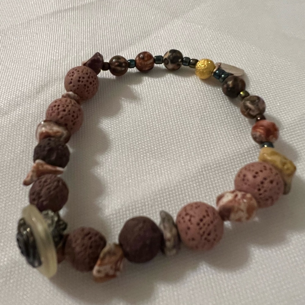 Handcrafted Leopard Jasper Stones and Lava Rock Diffuser Beads Bracelet.